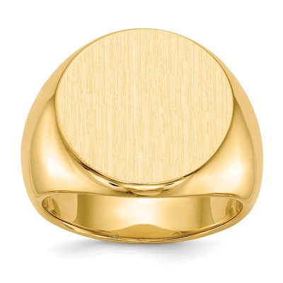 14k 18.0x18.0mm Closed Back Men's Signet Ring