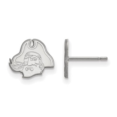 14k White Gold LogoArt East Carolina University Pirate Extra Small Post Earrings