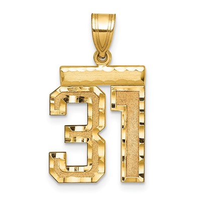 14k Medium Diamond-cut Number 31 Charm