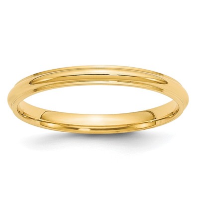 10k Yellow Gold 2.5mm Half Round with Edge Wedding Band Size 4.5