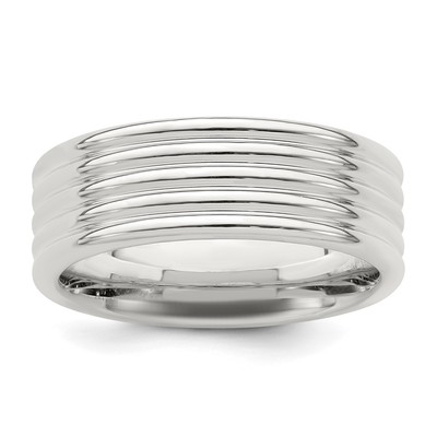 Sterling Silver 7mm Polished 5-Row Fancy Band Size 10.5