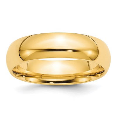 10k Yellow Gold 6mm Standard Weight Comfort Fit Wedding Band Size 10