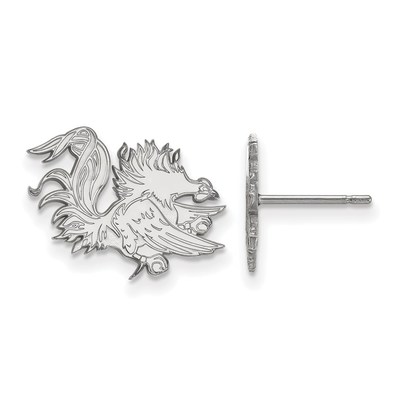 10k White Gold LogoArt University of South Carolina Gamecock Small Post Earrings