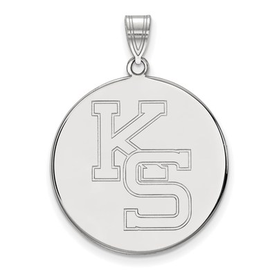 Sterling Silver Rhodium-plated LogoArt Kansas State University K-S Extra Large Disc Pendant
