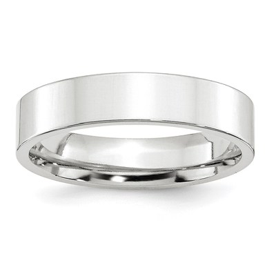 10k White Gold 5mm Standard Weight Flat Comfort Fit Wedding Band Size 7