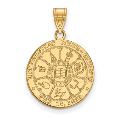Sterling Silver Gold-plated LogoArt University of Nebraska Large Crest Pendant