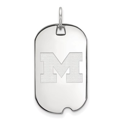 10k White Gold LogoArt University of Michigan Letter M Small Dog Tag Pendant