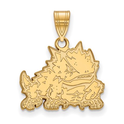 10k Gold LogoArt Texas Christian University Horned Frog Medium Pendant