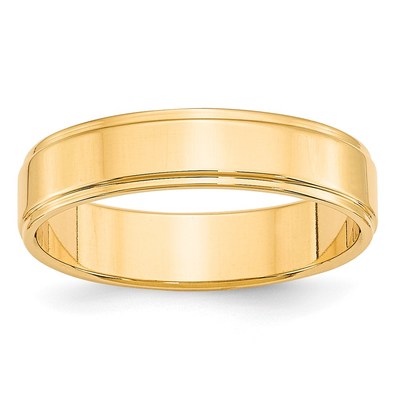 14k Yellow Gold 5mm Flat with Step Edge Wedding Band Size 7