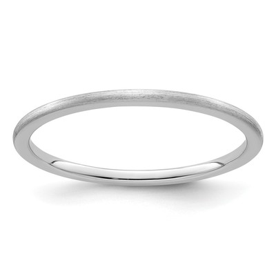 10K White Gold 1.2mm Half Round Satin Stackable Band Size 6.5