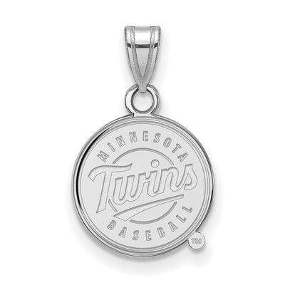 14k White Gold MLB LogoArt Minnesota Twins Script Baseball Small Pendant