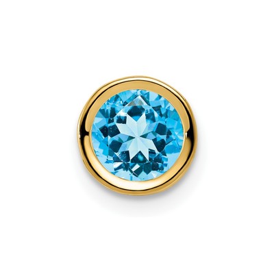 14k 6mm Blue Topaz bezel pendant