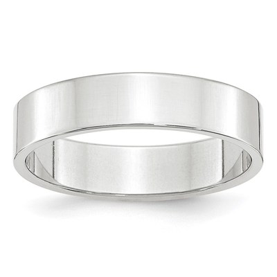 14k White Gold 5mm Lightweight Flat Wedding Band Size 8