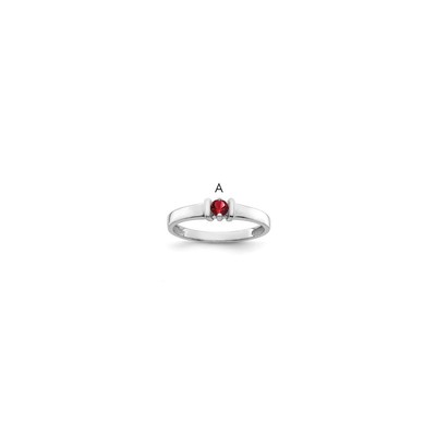 Sterling Silver Rhodium-plated Synthetic 1 Stone Mother's Ring