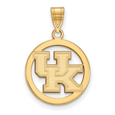 Sterling Silver Gold-plated LogoArt University of Kentucky U-K Small Circle Pendant