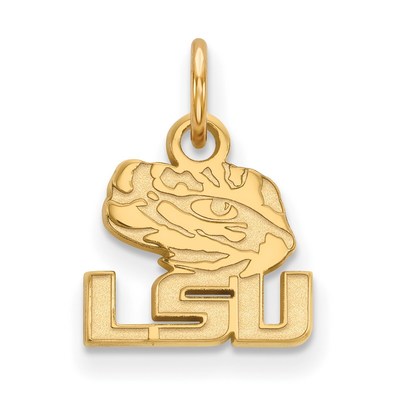 14k Gold LogoArt Louisiana State University L-S-U Tiger Eye Extra Small Pendant
