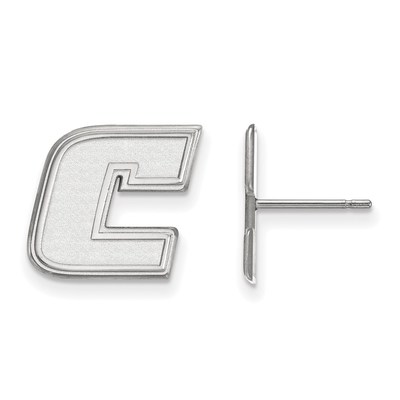 Sterling Silver Rhodium-plated LogoArt University of Tennessee at Chattanooga Letter C Small Post Earrings