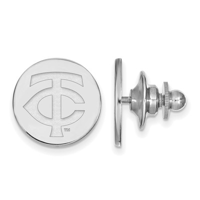 Sterling Silver Rhodium-plated MLB LogoArt Minnesota Twins Baseball Club Pin