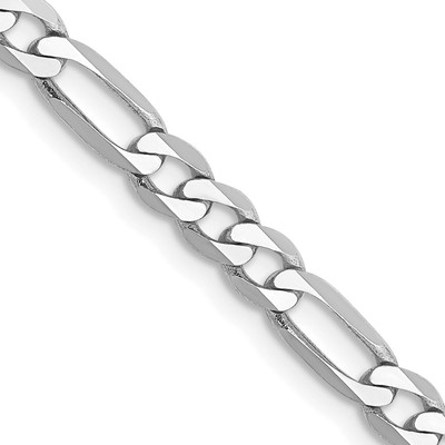 14K White Gold 22 inch 4mm Flat Figaro with Lobster Clasp Chain