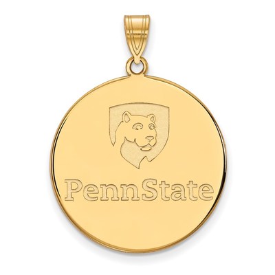 Sterling Silver Gold-plated LogoArt Penn State University Extra Large Disc Pendant
