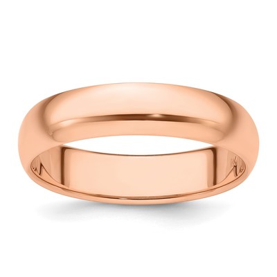 14k Rose Gold 5mm Half-Round Wedding Band Size 6.5
