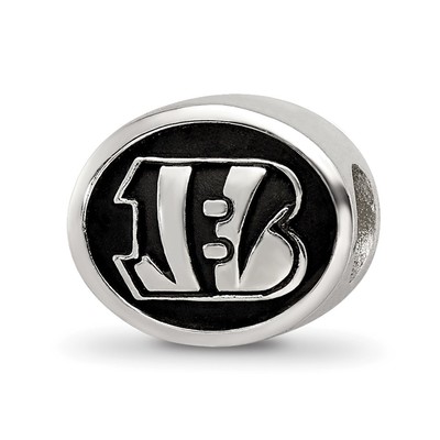 Sterling Silver LogoArt Enameled Cincinnati Bengals NFL Bead