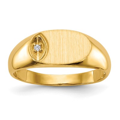 14k 6.5x11.0mm VS Diamond Open Back Signet Ring