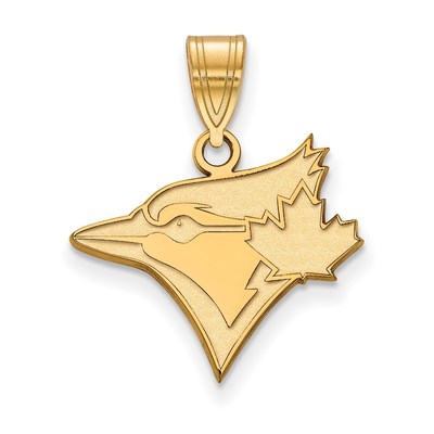 Sterling Silver Gold-plated MLB LogoArt Toronto Blue Jays Bird and Leaf Medium Pendant