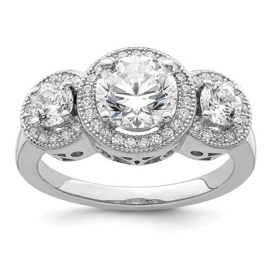 Brilliant Embers Sterling Silver Rhodium-plated 50 Stone Micro Pav? CZ Ring