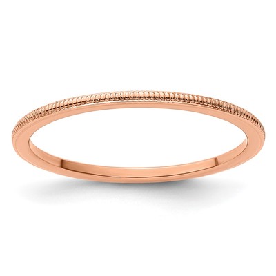 10K Rose Gold 1.2mm Milgrain Stackable Band Size 9