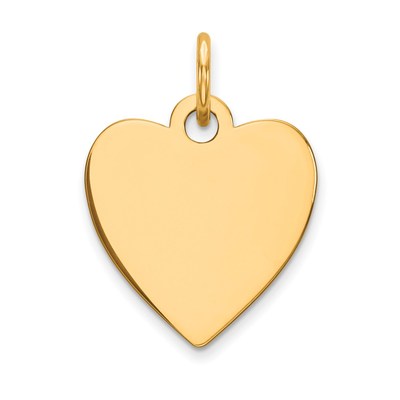 14k Plain .035 Gauge Engravable Heart Disc Charm