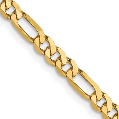 14K 3mm Flat Figaro Chain