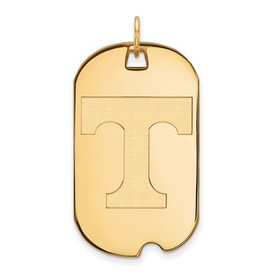 Sterling Silver Gold-plated LogoArt University of Tennessee Letter T Large Dog Tag Pendant