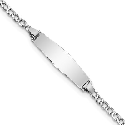 14k WG Semi-solid Soft Diamond Shape Cuban ID Bracelet