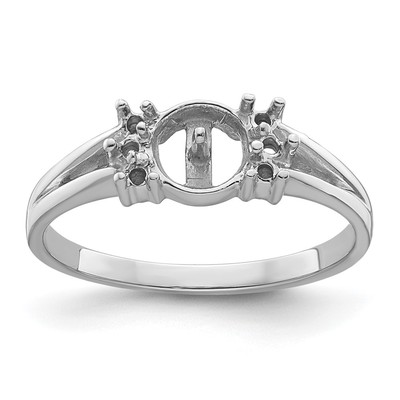 14k White Gold 6mm Pearl & Diamond Ring Mounting