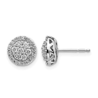 14k White Gold Diamond Cluster Post Earrings
