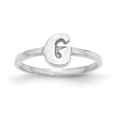 10k White Gold Script or Block Font Initial Ring
