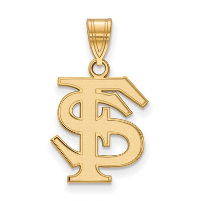 Sterling Silver Gold-plated LogoArt Florida State University F-S Medium Pendant