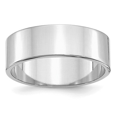 Sterling Silver Rhodium-plated 7mm Flat Band