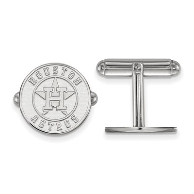 Sterling Silver Rhodium-plated MLB LogoArt Houston Astros Cuff Links