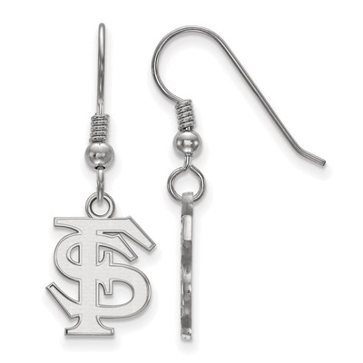 Sterling Silver Rhodium-plated LogoArt Florida State University F-S Small Dangle Wire Earrings