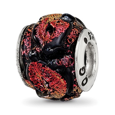 Sterling Silver Reflections Orange Dichroic Glass Bead