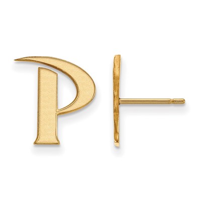 10k Gold LogoArt Pepperdine University Letter P Small Post Earrings