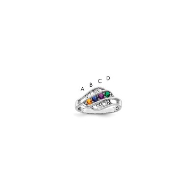 Sterling Silver Rhodium-plated Family Jewelry Mounting