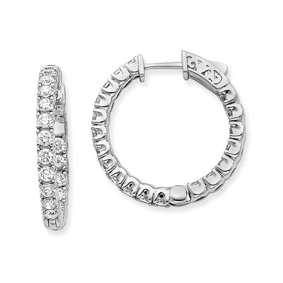 14k White Gold Round Hoop w/Safety Clasp Earring Mountings