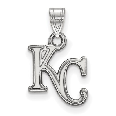 Sterling Silver Rhodium-plated MLB LogoArt Kansas City Royals Letters K-C Small Pendant