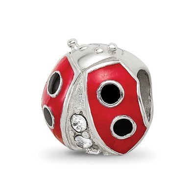 Sterling Silver Reflections Enameled Ladybug w/ Preciosa Crystal Bead