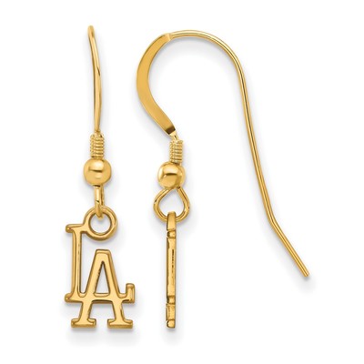 Sterling Silver Gold-plated MLB LogoArt Los Angeles Dodgers L-A Extra Small Dangle Earrings