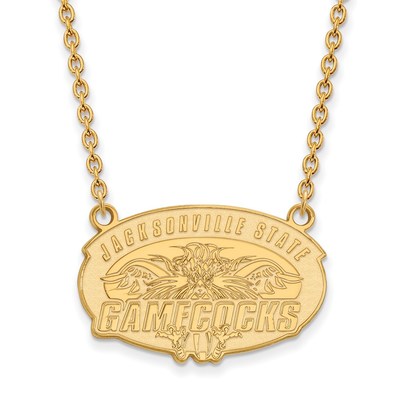 10k Gold LogoArt Jacksonville State University Large Pendant 18 inch Necklace
