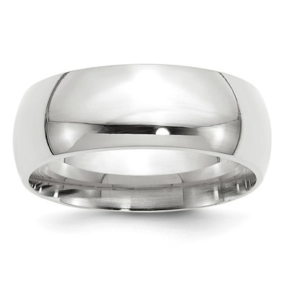 10k White Gold 8mm Standard Weight Comfort Fit Wedding Band Size 12